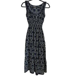 Max Studio Maxi Dress Floral Ruffle Tiered Smocked Waist Sz XS Prairecore Boho